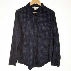 H&M | Navy Dot Print Flannel Button Down Shirt 14